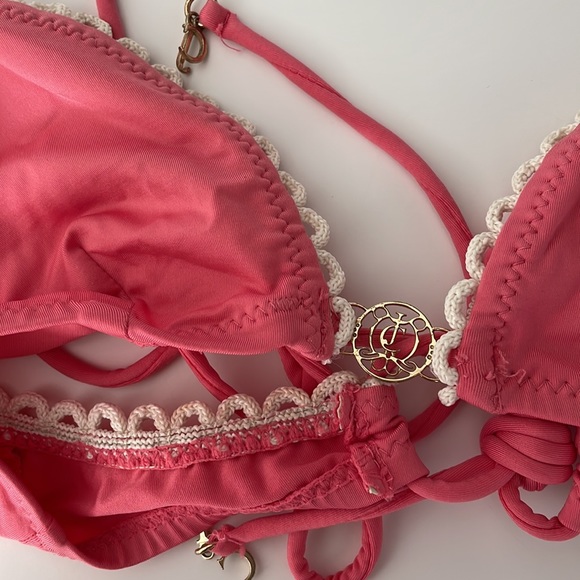 Juicy Couture beach royalty pink two piece with gold accents size medium - Picture 3 of 3